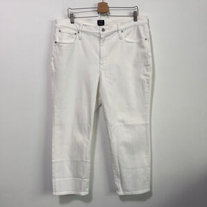 J Crew Essential Straight Leg Jeans 34 Petite White Crop 24" Inseam Summer Pants
